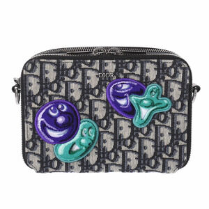 CHRISTIAN DIOR Kenny Scharf Navy Blue Jacquard Messenger Bag